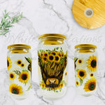 Highland Cow 16 oz libbey glass