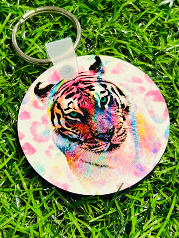 Tiger Round Keychain