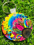 Rainbow Flower Round Keychain