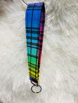 Rainbow plaid wristlet