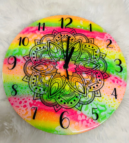 Hi vis Splash mandala Clock